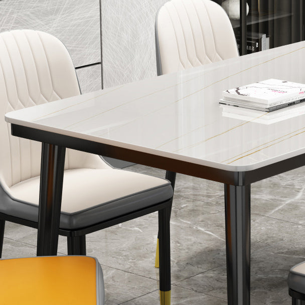 Industrial Sintered Stone Scratch Resistant Dining Table Metallic Base Rectangle Table for Home Clearhalo ' dining_table' 'Dining Tables & Seating' 'Dining Tables' 'furn' 'furn_dining_table' 'Furniture' 'furniture_dining_table' 'Kitchen & Dining Furniture' 'kitchen&dining_furn' 'kitchen' 'kitchen_dining_table' 3864882