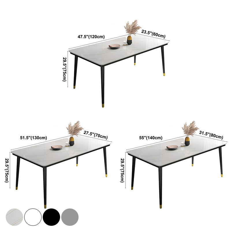 Industrial Sintered Stone Scratch Resistant Dining Table Metallic Base Rectangle Table for Home Clearhalo ' dining_table' 'Dining Tables & Seating' 'Dining Tables' 'furn' 'furn_dining_table' 'Furniture' 'furniture_dining_table' 'Kitchen & Dining Furniture' 'kitchen&dining_furn' 'kitchen' 'kitchen_dining_table' 3864886