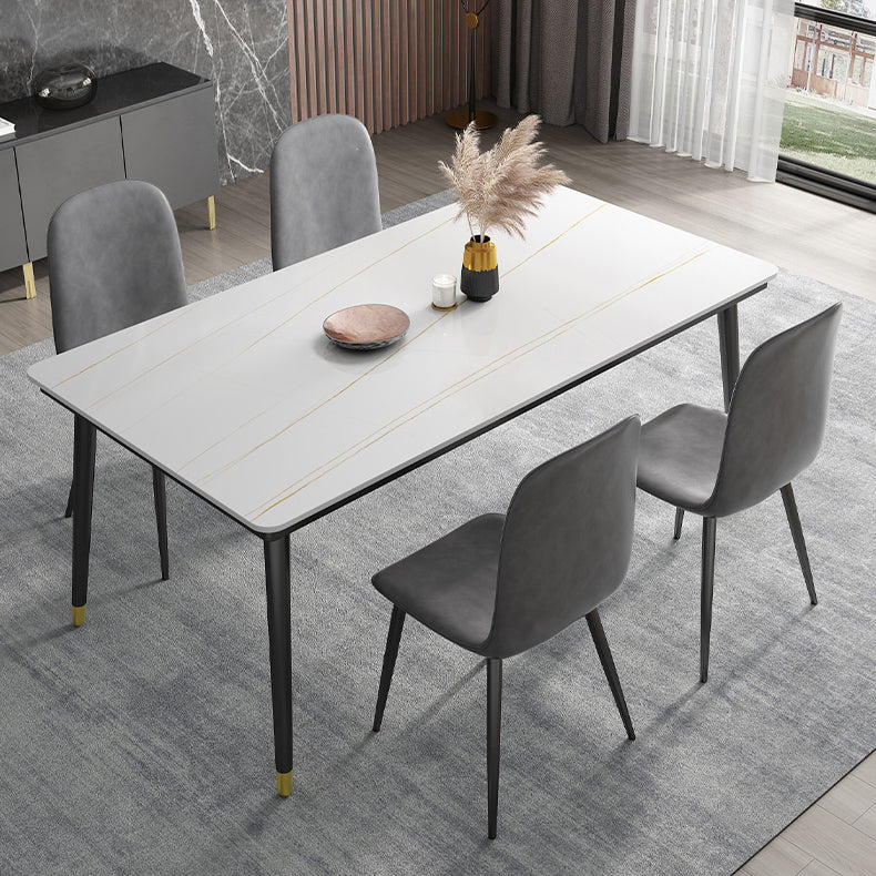 Industrial Sintered Stone Scratch Resistant Dining Table Metallic Base Rectangle Table for Home Clearhalo ' dining_table' 'Dining Tables & Seating' 'Dining Tables' 'furn' 'furn_dining_table' 'Furniture' 'furniture_dining_table' 'Kitchen & Dining Furniture' 'kitchen&dining_furn' 'kitchen' 'kitchen_dining_table' 3864887