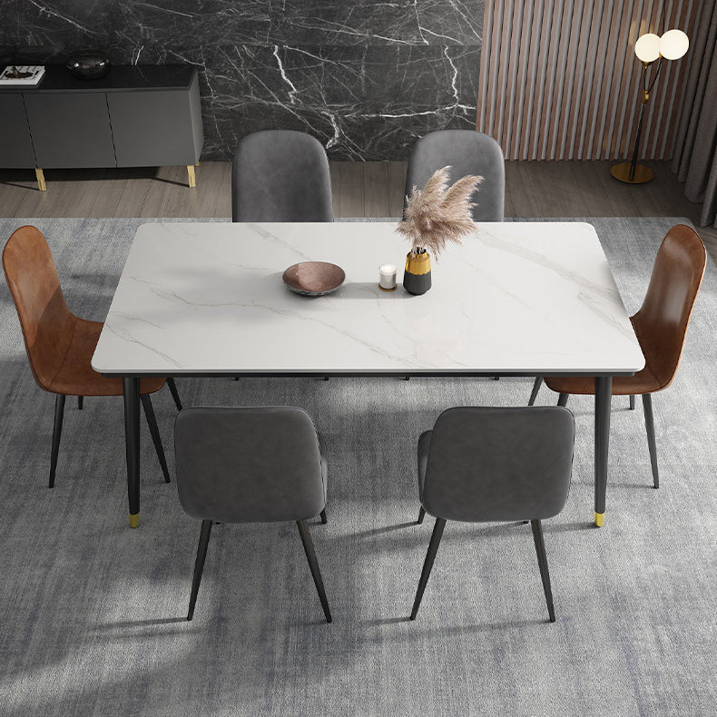 Industrial Sintered Stone Scratch Resistant Dining Table Metallic Base Rectangle Table for Home Clearhalo ' dining_table' 'Dining Tables & Seating' 'Dining Tables' 'furn' 'furn_dining_table' 'Furniture' 'furniture_dining_table' 'Kitchen & Dining Furniture' 'kitchen&dining_furn' 'kitchen' 'kitchen_dining_table' 3864888