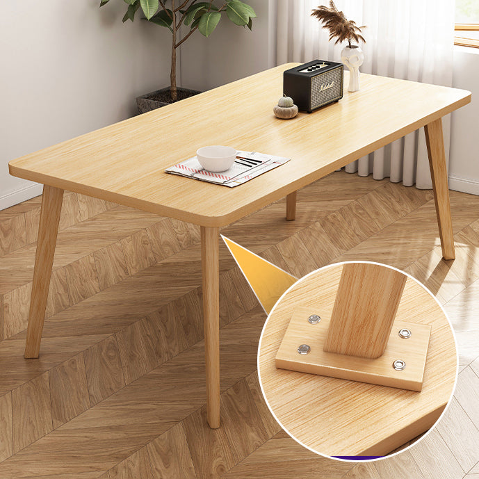 Rectangle Solid Wood Dining Table Modern Rubber Wood Table in Nature with 4 Legs Clearhalo ' dining_table' 'Dining Tables & Seating' 'Dining Tables' 'furn' 'furn_dining_table' 'Furniture' 'furniture_dining_table' 'Kitchen & Dining Furniture' 'kitchen&dining_furn' 'kitchen' 'kitchen_dining_table' 3864898