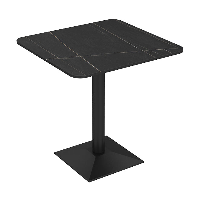 Industrial Sintered Stone Dinner Room Kitchen Table Rectangle Table with Metal Base Black 23.6"L x 23.6"W x 29.5"H Without Chairs Clearhalo ' dining_table' 'Dining Tables & Seating' 'Dining Tables' 'furn' 'furn_dining_table' 'Furniture' 'furniture_dining_table' 'Kitchen & Dining Furniture' 'kitchen&dining_furn' 'kitchen' 'kitchen_dining_table' 3864902