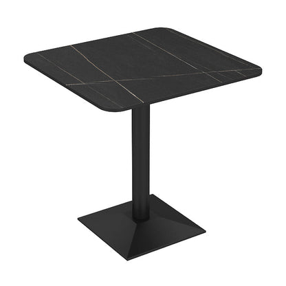Industrial Sintered Stone Dinner Room Kitchen Table Rectangle Table with Metal Base Black 23.6"L x 23.6"W x 29.5"H Without Chairs Clearhalo ' dining_table' 'Dining Tables & Seating' 'Dining Tables' 'furn' 'furn_dining_table' 'Furniture' 'furniture_dining_table' 'Kitchen & Dining Furniture' 'kitchen&dining_furn' 'kitchen' 'kitchen_dining_table' 3864902