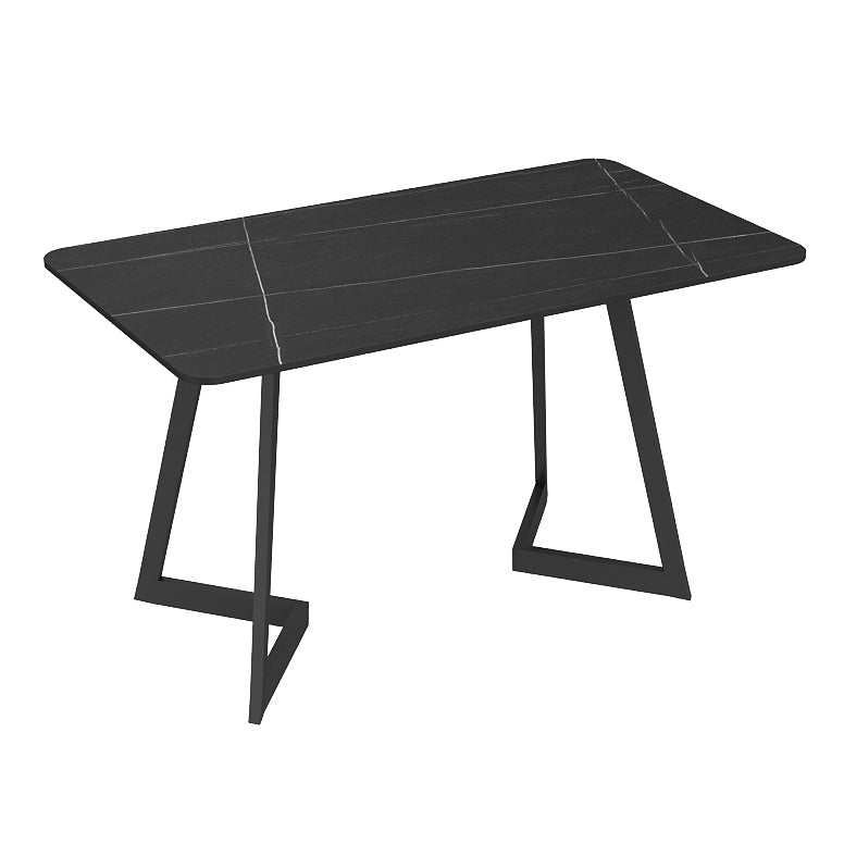 Industrial Sintered Stone Dinner Room Kitchen Table Rectangle Table with Metal Base Clearhalo ' dining_table' 'Dining Tables & Seating' 'Dining Tables' 'furn' 'furn_dining_table' 'Furniture' 'furniture_dining_table' 'Kitchen & Dining Furniture' 'kitchen&dining_furn' 'kitchen' 'kitchen_dining_table' 3864908