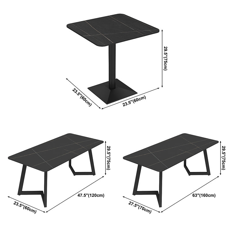 Industrial Sintered Stone Dinner Room Kitchen Table Rectangle Table with Metal Base Clearhalo ' dining_table' 'Dining Tables & Seating' 'Dining Tables' 'furn' 'furn_dining_table' 'Furniture' 'furniture_dining_table' 'Kitchen & Dining Furniture' 'kitchen&dining_furn' 'kitchen' 'kitchen_dining_table' 3864913