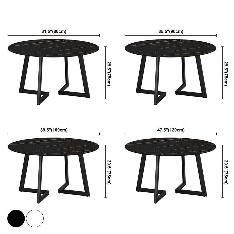 Glam Round Sintered Stone Dining Table Standard Kitchen Dining Table with Double Pedestal Base Clearhalo ' dining_table' 'Dining Tables & Seating' 'Dining Tables' 'furn' 'furn_dining_table' 'Furniture' 'furniture_dining_table' 'Kitchen & Dining Furniture' 'kitchen&dining_furn' 'kitchen' 'kitchen_dining_table' 3864925