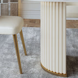 Traditional Luxury Oval Dining Room Table White Sintered Stone Table with Double Pedestal Clearhalo ' dining_table' 'Dining Tables & Seating' 'Dining Tables' 'furn' 'furn_dining_table' 'Furniture' 'furniture_dining_table' 'Kitchen & Dining Furniture' 'kitchen&dining_furn' 'kitchen' 'kitchen_dining_table' 3864933