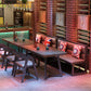 Industrial Style Sintered Stone Dinner Room Kitchen Table Brown Table with Black Frame Clearhalo ' dining_table' 'Dining Tables & Seating' 'Dining Tables' 'furn' 'furn_dining_table' 'Furniture' 'furniture_dining_table' 'Kitchen & Dining Furniture' 'kitchen&dining_furn' 'kitchen' 'kitchen_dining_table' 3864938