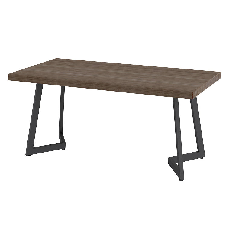 Industrial Style Sintered Stone Dinner Room Kitchen Table Brown Table with Black Frame 63"L x 27.6"W x 29.5"H Without Chairs Clearhalo ' dining_table' 'Dining Tables & Seating' 'Dining Tables' 'furn' 'furn_dining_table' 'Furniture' 'furniture_dining_table' 'Kitchen & Dining Furniture' 'kitchen&dining_furn' 'kitchen' 'kitchen_dining_table' 3864943