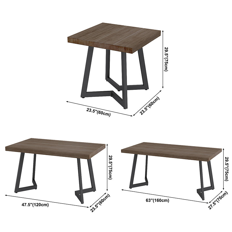 Industrial Style Sintered Stone Dinner Room Kitchen Table Brown Table with Black Frame Clearhalo ' dining_table' 'Dining Tables & Seating' 'Dining Tables' 'furn' 'furn_dining_table' 'Furniture' 'furniture_dining_table' 'Kitchen & Dining Furniture' 'kitchen&dining_furn' 'kitchen' 'kitchen_dining_table' 3864944