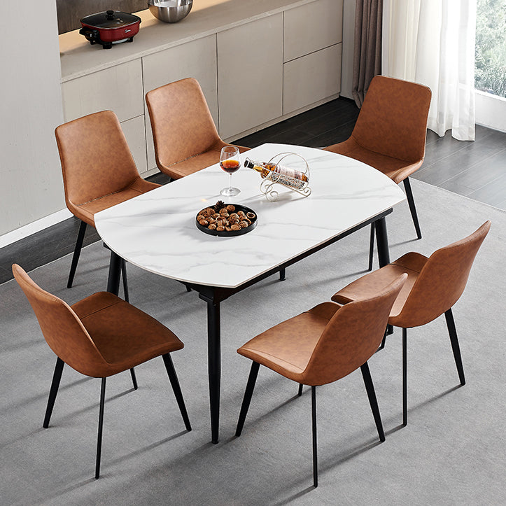 Simplicity Style Stone Table Rectangle 4-foot Dining Table with Drop-Leaf Clearhalo ' dining_table' 'Dining Tables & Seating' 'Dining Tables' 'furn' 'furn_dining_table' 'Furniture' 'furniture_dining_table' 'Kitchen & Dining Furniture' 'kitchen&dining_furn' 'kitchen' 'kitchen_dining_table' 3864976