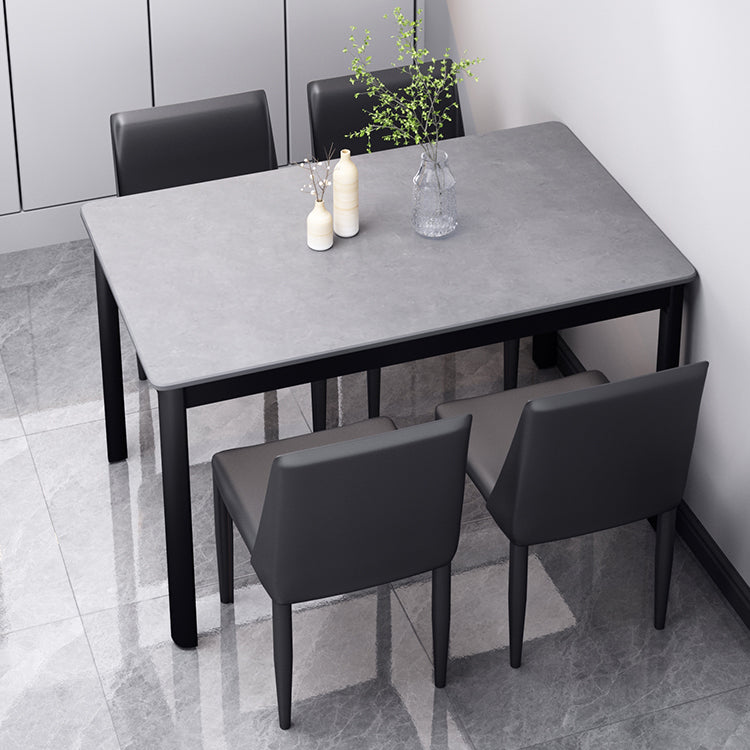Industrial Style Sintered Stone Dining Table 4 Legs Base Rectangle Table for Home Clearhalo ' dining_table' 'Dining Tables & Seating' 'Dining Tables' 'furn' 'furn_dining_table' 'Furniture' 'furniture_dining_table' 'Kitchen & Dining Furniture' 'kitchen&dining_furn' 'kitchen' 'kitchen_dining_table' 3864977