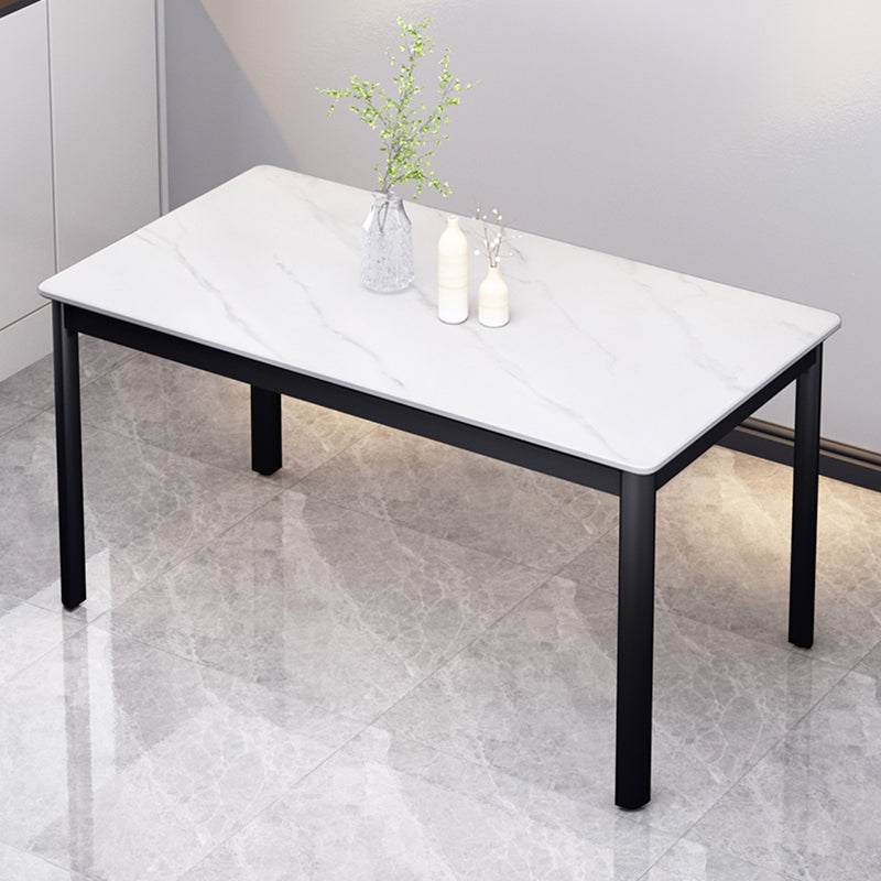 Industrial Style Sintered Stone Dining Table 4 Legs Base Rectangle Table for Home White Without Chairs Clearhalo ' dining_table' 'Dining Tables & Seating' 'Dining Tables' 'furn' 'furn_dining_table' 'Furniture' 'furniture_dining_table' 'Kitchen & Dining Furniture' 'kitchen&dining_furn' 'kitchen' 'kitchen_dining_table' 3864978