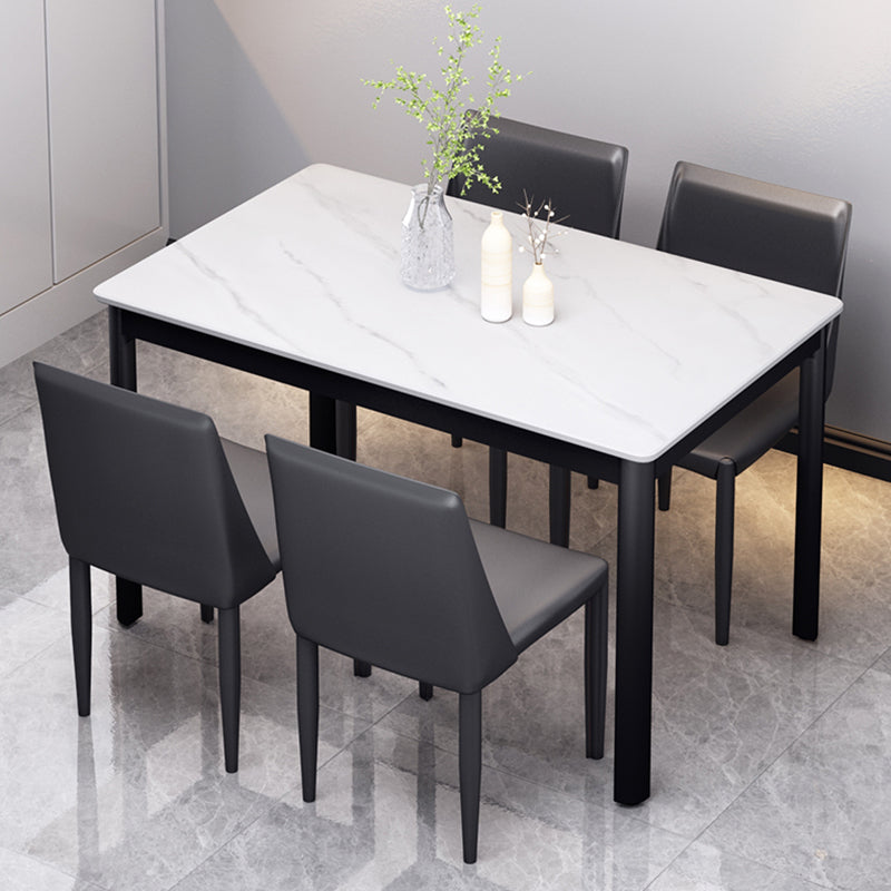 Industrial Style Sintered Stone Dining Table 4 Legs Base Rectangle Table for Home Clearhalo ' dining_table' 'Dining Tables & Seating' 'Dining Tables' 'furn' 'furn_dining_table' 'Furniture' 'furniture_dining_table' 'Kitchen & Dining Furniture' 'kitchen&dining_furn' 'kitchen' 'kitchen_dining_table' 3864980