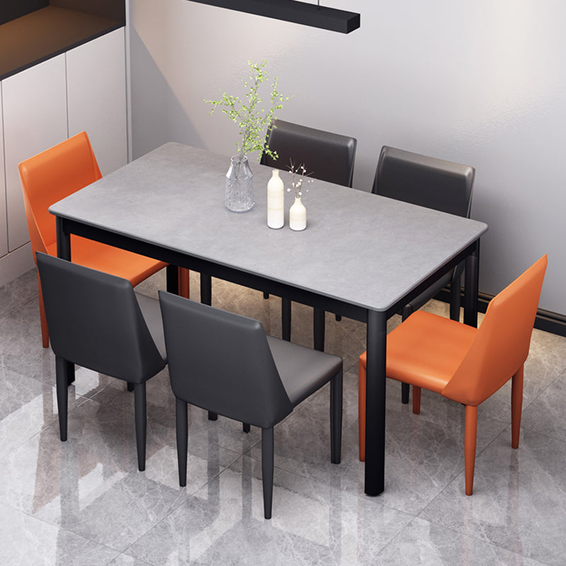 Industrial Style Sintered Stone Dining Table 4 Legs Base Rectangle Table for Home Clearhalo ' dining_table' 'Dining Tables & Seating' 'Dining Tables' 'furn' 'furn_dining_table' 'Furniture' 'furniture_dining_table' 'Kitchen & Dining Furniture' 'kitchen&dining_furn' 'kitchen' 'kitchen_dining_table' 3864981