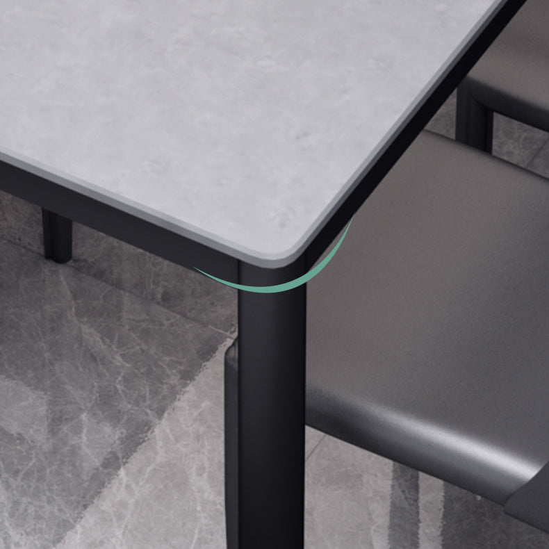 Industrial Style Sintered Stone Dining Table 4 Legs Base Rectangle Table for Home Clearhalo ' dining_table' 'Dining Tables & Seating' 'Dining Tables' 'furn' 'furn_dining_table' 'Furniture' 'furniture_dining_table' 'Kitchen & Dining Furniture' 'kitchen&dining_furn' 'kitchen' 'kitchen_dining_table' 3864983