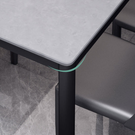 Industrial Style Sintered Stone Dining Table 4 Legs Base Rectangle Table for Home