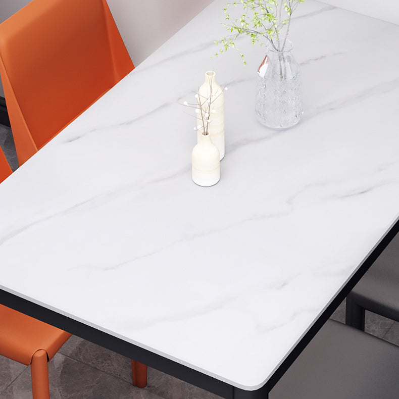 Industrial Style Sintered Stone Dining Table 4 Legs Base Rectangle Table for Home Clearhalo ' dining_table' 'Dining Tables & Seating' 'Dining Tables' 'furn' 'furn_dining_table' 'Furniture' 'furniture_dining_table' 'Kitchen & Dining Furniture' 'kitchen&dining_furn' 'kitchen' 'kitchen_dining_table' 3864984