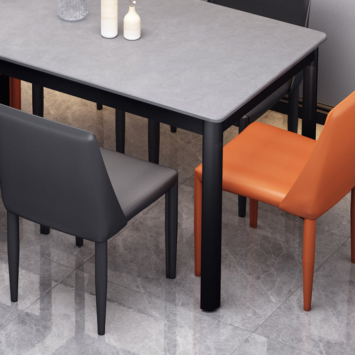 Industrial Style Sintered Stone Dining Table 4 Legs Base Rectangle Table for Home Clearhalo ' dining_table' 'Dining Tables & Seating' 'Dining Tables' 'furn' 'furn_dining_table' 'Furniture' 'furniture_dining_table' 'Kitchen & Dining Furniture' 'kitchen&dining_furn' 'kitchen' 'kitchen_dining_table' 3864985