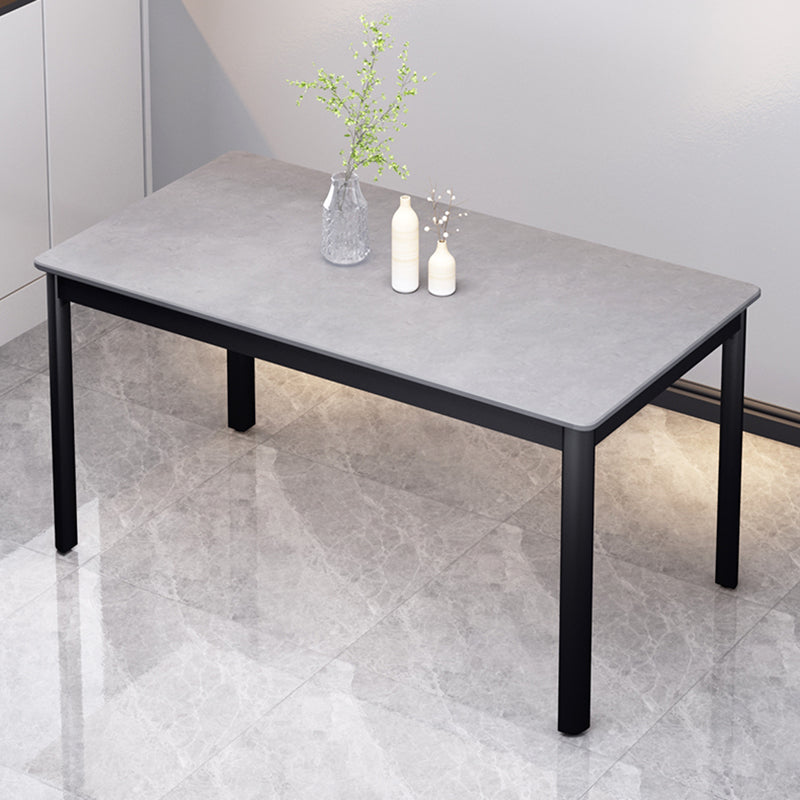 Industrial Style Sintered Stone Dining Table 4 Legs Base Rectangle Table for Home Gray Without Chairs Clearhalo ' dining_table' 'Dining Tables & Seating' 'Dining Tables' 'furn' 'furn_dining_table' 'Furniture' 'furniture_dining_table' 'Kitchen & Dining Furniture' 'kitchen&dining_furn' 'kitchen' 'kitchen_dining_table' 3864989