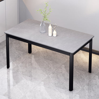 Industrial Style Sintered Stone Dining Table 4 Legs Base Rectangle Table for Home Gray Without Chairs Clearhalo ' dining_table' 'Dining Tables & Seating' 'Dining Tables' 'furn' 'furn_dining_table' 'Furniture' 'furniture_dining_table' 'Kitchen & Dining Furniture' 'kitchen&dining_furn' 'kitchen' 'kitchen_dining_table' 3864989