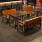 Industrial Style Dining Room Table Black Double Pedestal Table for Home Kitchen Dinner Clearhalo ' dining_table' 'Dining Tables & Seating' 'Dining Tables' 'furn' 'furn_dining_table' 'Furniture' 'furniture_dining_table' 'Kitchen & Dining Furniture' 'kitchen&dining_furn' 'kitchen' 'kitchen_dining_table' 3864990