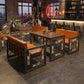 Industrial Style Dining Room Table Black Double Pedestal Table for Home Kitchen Dinner Clearhalo ' dining_table' 'Dining Tables & Seating' 'Dining Tables' 'furn' 'furn_dining_table' 'Furniture' 'furniture_dining_table' 'Kitchen & Dining Furniture' 'kitchen&dining_furn' 'kitchen' 'kitchen_dining_table' 3864991