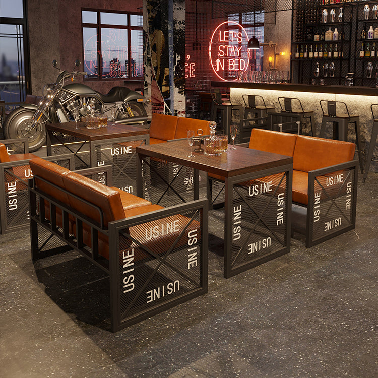 Industrial Style Dining Room Table Black Double Pedestal Table for Home Kitchen Dinner Clearhalo ' dining_table' 'Dining Tables & Seating' 'Dining Tables' 'furn' 'furn_dining_table' 'Furniture' 'furniture_dining_table' 'Kitchen & Dining Furniture' 'kitchen&dining_furn' 'kitchen' 'kitchen_dining_table' 3864991