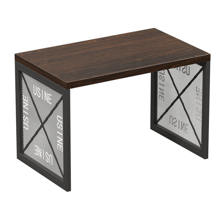 Industrial Style Dining Room Table Black Double Pedestal Table for Home Kitchen Dinner 47.2"L x 23.6"W x 29.5"H Without Chairs Clearhalo ' dining_table' 'Dining Tables & Seating' 'Dining Tables' 'furn' 'furn_dining_table' 'Furniture' 'furniture_dining_table' 'Kitchen & Dining Furniture' 'kitchen&dining_furn' 'kitchen' 'kitchen_dining_table' 3864993