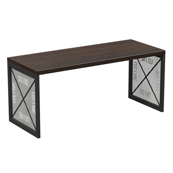 Industrial Style Dining Room Table Black Double Pedestal Table for Home Kitchen Dinner 63"L x 23.6"W x 29.5"H Without Chairs Clearhalo ' dining_table' 'Dining Tables & Seating' 'Dining Tables' 'furn' 'furn_dining_table' 'Furniture' 'furniture_dining_table' 'Kitchen & Dining Furniture' 'kitchen&dining_furn' 'kitchen' 'kitchen_dining_table' 3864994