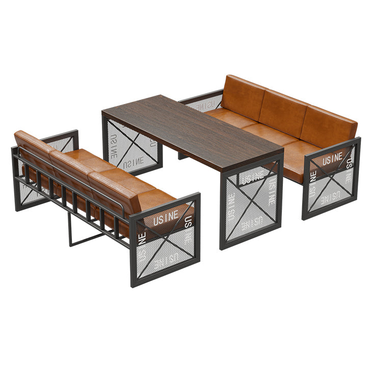 Industrial Style Dining Room Table Black Double Pedestal Table for Home Kitchen Dinner Clearhalo ' dining_table' 'Dining Tables & Seating' 'Dining Tables' 'furn' 'furn_dining_table' 'Furniture' 'furniture_dining_table' 'Kitchen & Dining Furniture' 'kitchen&dining_furn' 'kitchen' 'kitchen_dining_table' 3864997