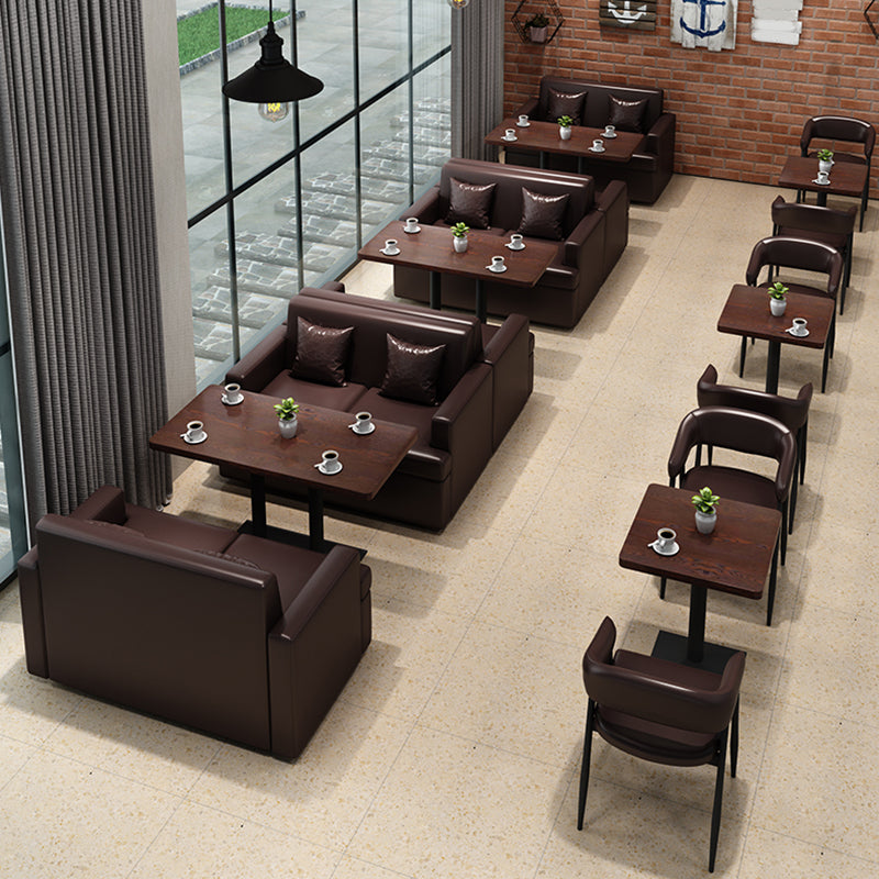 Industrial Wooden Dinner Room Kitchen Table Brown Pedestal Table for Dining Room Clearhalo ' dining_table' 'Dining Tables & Seating' 'Dining Tables' 'furn' 'furn_dining_table' 'Furniture' 'furniture_dining_table' 'Kitchen & Dining Furniture' 'kitchen&dining_furn' 'kitchen' 'kitchen_dining_table' 3865014