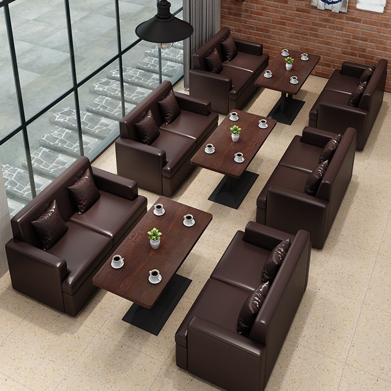 Industrial Wooden Dinner Room Kitchen Table Brown Pedestal Table for Dining Room Clearhalo ' dining_table' 'Dining Tables & Seating' 'Dining Tables' 'furn' 'furn_dining_table' 'Furniture' 'furniture_dining_table' 'Kitchen & Dining Furniture' 'kitchen&dining_furn' 'kitchen' 'kitchen_dining_table' 3865016