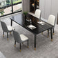 Industrial Style Home Sintered Stone Dining Table Rectangle Shape Table with 4 Legs Base Black Without Chairs Clearhalo ' dining_table' 'Dining Tables & Seating' 'Dining Tables' 'furn' 'furn_dining_table' 'Furniture' 'furniture_dining_table' 'Kitchen & Dining Furniture' 'kitchen&dining_furn' 'kitchen' 'kitchen_dining_table' 3865033
