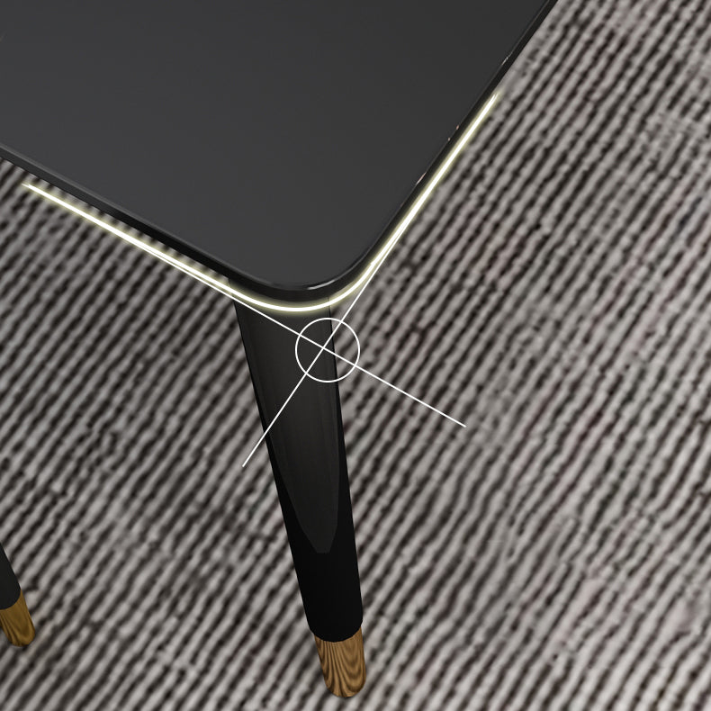 Industrial Style Home Sintered Stone Dining Table Rectangle Shape Table with 4 Legs Base Clearhalo ' dining_table' 'Dining Tables & Seating' 'Dining Tables' 'furn' 'furn_dining_table' 'Furniture' 'furniture_dining_table' 'Kitchen & Dining Furniture' 'kitchen&dining_furn' 'kitchen' 'kitchen_dining_table' 3865038