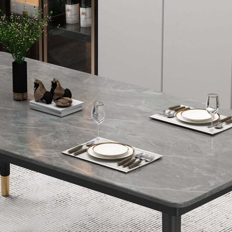 Industrial Style Home Sintered Stone Dining Table Rectangle Shape Table with 4 Legs Base Clearhalo ' dining_table' 'Dining Tables & Seating' 'Dining Tables' 'furn' 'furn_dining_table' 'Furniture' 'furniture_dining_table' 'Kitchen & Dining Furniture' 'kitchen&dining_furn' 'kitchen' 'kitchen_dining_table' 3865039