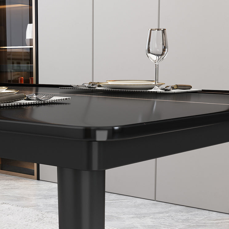 Industrial Style Home Sintered Stone Dining Table Rectangle Shape Table with 4 Legs Base Clearhalo ' dining_table' 'Dining Tables & Seating' 'Dining Tables' 'furn' 'furn_dining_table' 'Furniture' 'furniture_dining_table' 'Kitchen & Dining Furniture' 'kitchen&dining_furn' 'kitchen' 'kitchen_dining_table' 3865040