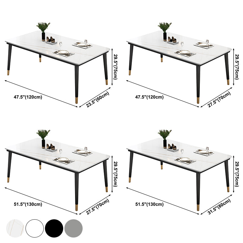 Industrial Style Home Sintered Stone Dining Table Rectangle Shape Table with 4 Legs Base Clearhalo ' dining_table' 'Dining Tables & Seating' 'Dining Tables' 'furn' 'furn_dining_table' 'Furniture' 'furniture_dining_table' 'Kitchen & Dining Furniture' 'kitchen&dining_furn' 'kitchen' 'kitchen_dining_table' 3865041