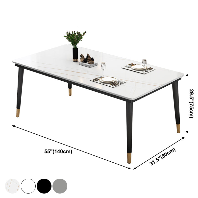 Industrial Style Home Sintered Stone Dining Table Rectangle Shape Table with 4 Legs Base Clearhalo ' dining_table' 'Dining Tables & Seating' 'Dining Tables' 'furn' 'furn_dining_table' 'Furniture' 'furniture_dining_table' 'Kitchen & Dining Furniture' 'kitchen&dining_furn' 'kitchen' 'kitchen_dining_table' 3865042
