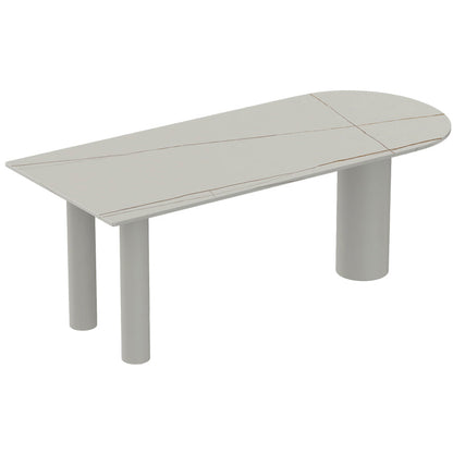 Metal Contemporary Free Form Table Sintered Stone Dining Table for Home White Without Chairs Clearhalo ' dining_table' 'Dining Tables & Seating' 'Dining Tables' 'furn' 'furn_dining_table' 'Furniture' 'furniture_dining_table' 'Kitchen & Dining Furniture' 'kitchen&dining_furn' 'kitchen' 'kitchen_dining_table' 3865052