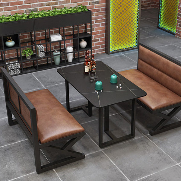 Industrial Rectangle Dining Room Table Sintered Stone Table with Black Double Pedestal Clearhalo ' dining_table' 'Dining Tables & Seating' 'Dining Tables' 'furn' 'furn_dining_table' 'Furniture' 'furniture_dining_table' 'Kitchen & Dining Furniture' 'kitchen&dining_furn' 'kitchen' 'kitchen_dining_table' 3865063