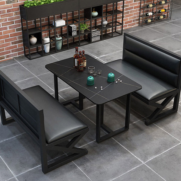 Industrial Rectangle Dining Room Table Sintered Stone Table with Black Double Pedestal Clearhalo ' dining_table' 'Dining Tables & Seating' 'Dining Tables' 'furn' 'furn_dining_table' 'Furniture' 'furniture_dining_table' 'Kitchen & Dining Furniture' 'kitchen&dining_furn' 'kitchen' 'kitchen_dining_table' 3865064