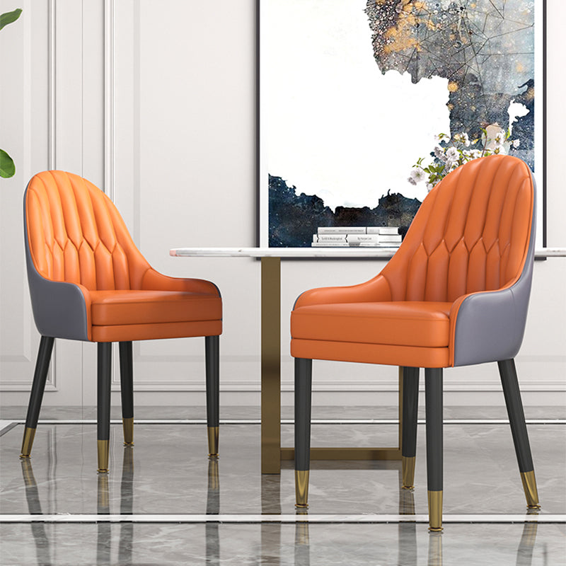 Glam Wood Dining Room Chairs Faux Leather Dining Arm Chairs for Home Use (Set of 2) Clearhalo ' kitchen&dining_furn' 'Dining Chairs' 'Dining Tables & Seating' 'dining_chair' 'furn' 'furn_dining_chair' 'Furniture' 'furniture_dining_chair' 'Kitchen & Dining Furniture' 'kitchen' 3870602