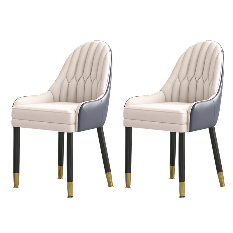 Glam Wood Dining Room Chairs Faux Leather Dining Arm Chairs for Home Use (Set of 2) White-Gray Clearhalo ' kitchen&dining_furn' 'Dining Chairs' 'Dining Tables & Seating' 'dining_chair' 'furn' 'furn_dining_chair' 'Furniture' 'furniture_dining_chair' 'Kitchen & Dining Furniture' 'kitchen' 3870603