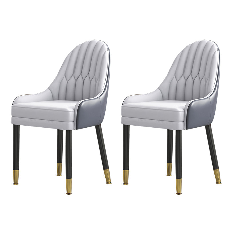 Glam Wood Dining Room Chairs Faux Leather Dining Arm Chairs for Home Use (Set of 2) Light Gray Clearhalo ' kitchen&dining_furn' 'Dining Chairs' 'Dining Tables & Seating' 'dining_chair' 'furn' 'furn_dining_chair' 'Furniture' 'furniture_dining_chair' 'Kitchen & Dining Furniture' 'kitchen' 3870605
