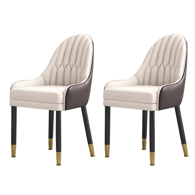 Glam Wood Dining Room Chairs Faux Leather Dining Arm Chairs for Home Use (Set of 2) White-Brown Clearhalo ' kitchen&dining_furn' 'Dining Chairs' 'Dining Tables & Seating' 'dining_chair' 'furn' 'furn_dining_chair' 'Furniture' 'furniture_dining_chair' 'Kitchen & Dining Furniture' 'kitchen' 3870607