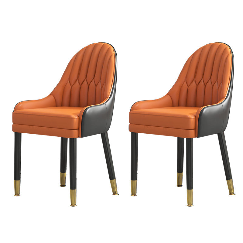 Glam Wood Dining Room Chairs Faux Leather Dining Arm Chairs for Home Use (Set of 2) Orange Black Clearhalo ' kitchen&dining_furn' 'Dining Chairs' 'Dining Tables & Seating' 'dining_chair' 'furn' 'furn_dining_chair' 'Furniture' 'furniture_dining_chair' 'Kitchen & Dining Furniture' 'kitchen' 3870609