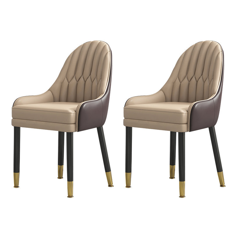 Glam Wood Dining Room Chairs Faux Leather Dining Arm Chairs for Home Use (Set of 2) Brown Clearhalo ' kitchen&dining_furn' 'Dining Chairs' 'Dining Tables & Seating' 'dining_chair' 'furn' 'furn_dining_chair' 'Furniture' 'furniture_dining_chair' 'Kitchen & Dining Furniture' 'kitchen' 3870610