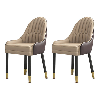Glam Wood Dining Room Chairs Faux Leather Dining Arm Chairs for Home Use (Set of 2) Brown Clearhalo ' kitchen&dining_furn' 'Dining Chairs' 'Dining Tables & Seating' 'dining_chair' 'furn' 'furn_dining_chair' 'Furniture' 'furniture_dining_chair' 'Kitchen & Dining Furniture' 'kitchen' 3870610