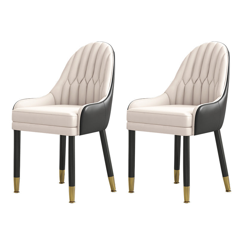 Glam Wood Dining Room Chairs Faux Leather Dining Arm Chairs for Home Use (Set of 2) White-Black Clearhalo ' kitchen&dining_furn' 'Dining Chairs' 'Dining Tables & Seating' 'dining_chair' 'furn' 'furn_dining_chair' 'Furniture' 'furniture_dining_chair' 'Kitchen & Dining Furniture' 'kitchen' 3870618